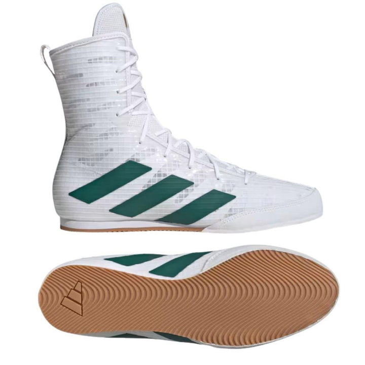 Adidas Box Hog 4 Boxing Boots - White/Green-Adidas