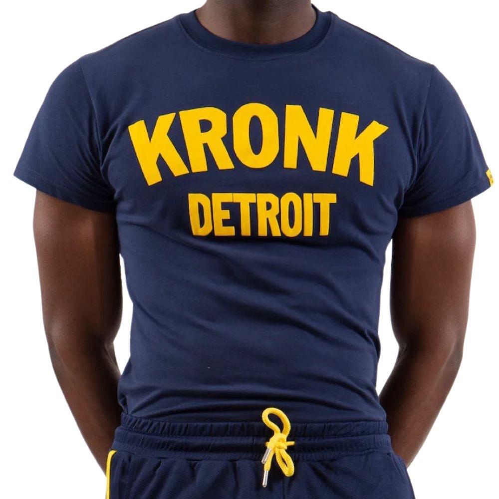 Kronk Detroit Appliqué T-Shirt - Navy Blue/Yellow-Kronk