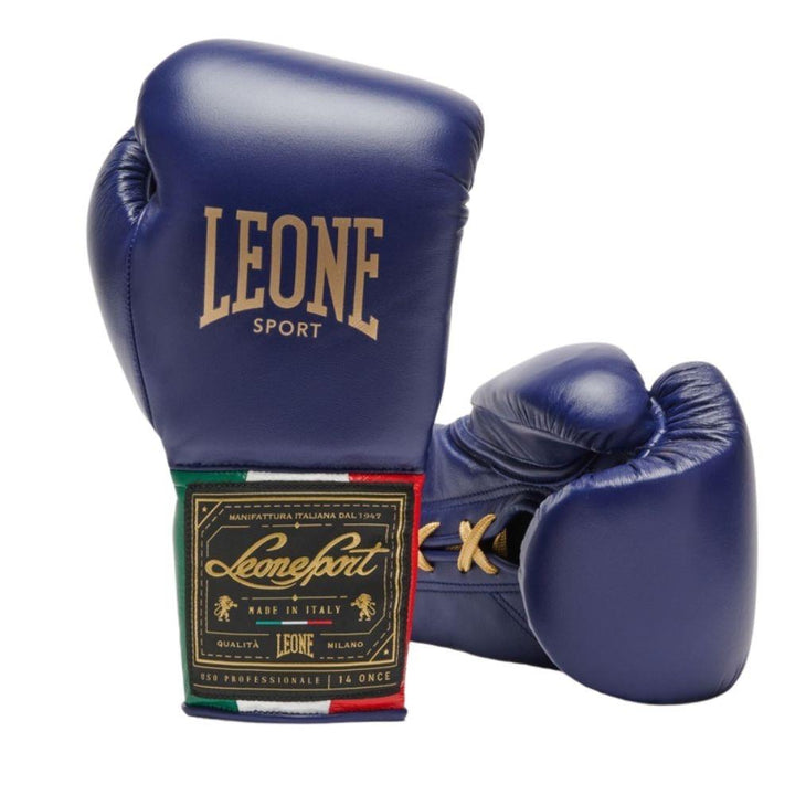 Leone Orlando Classico Tricolore Lace Boxing Gloves - Blue-Leone 1947