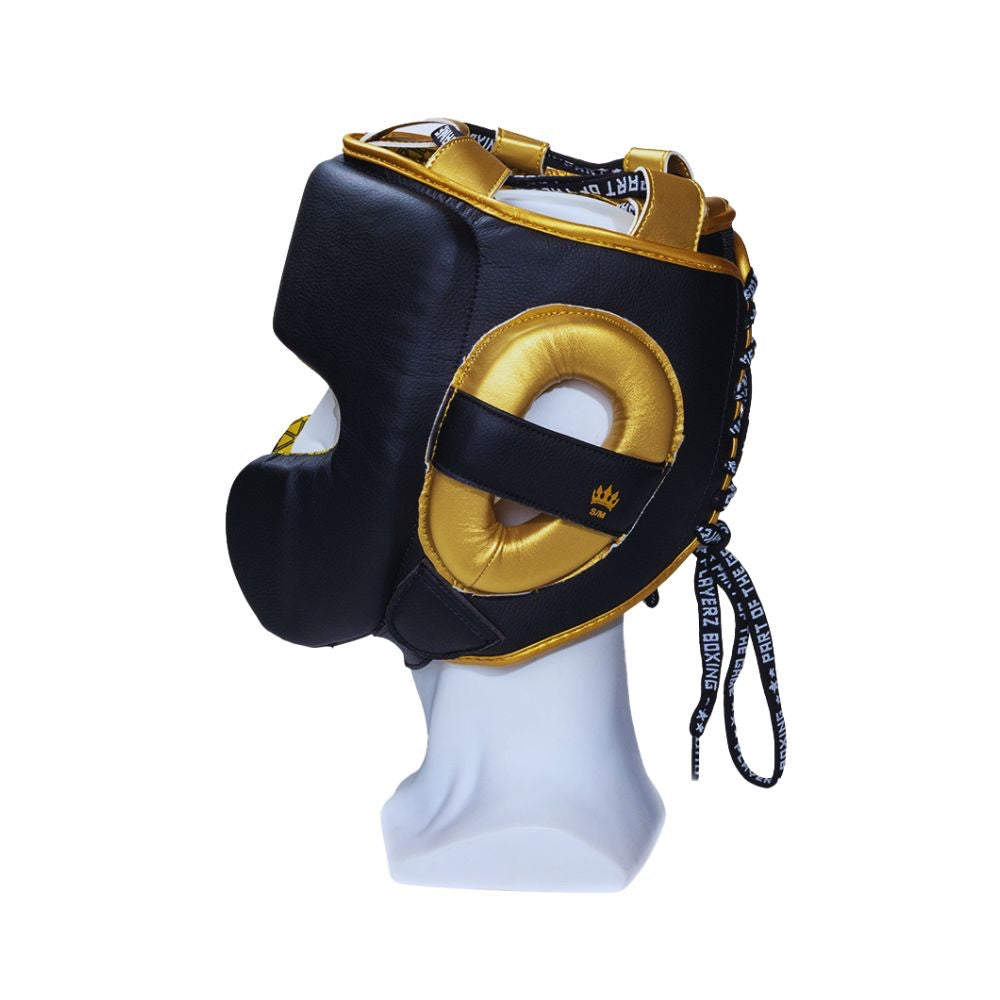 Playerz Power Head Guard - Black/Gold-Playerz Boxing