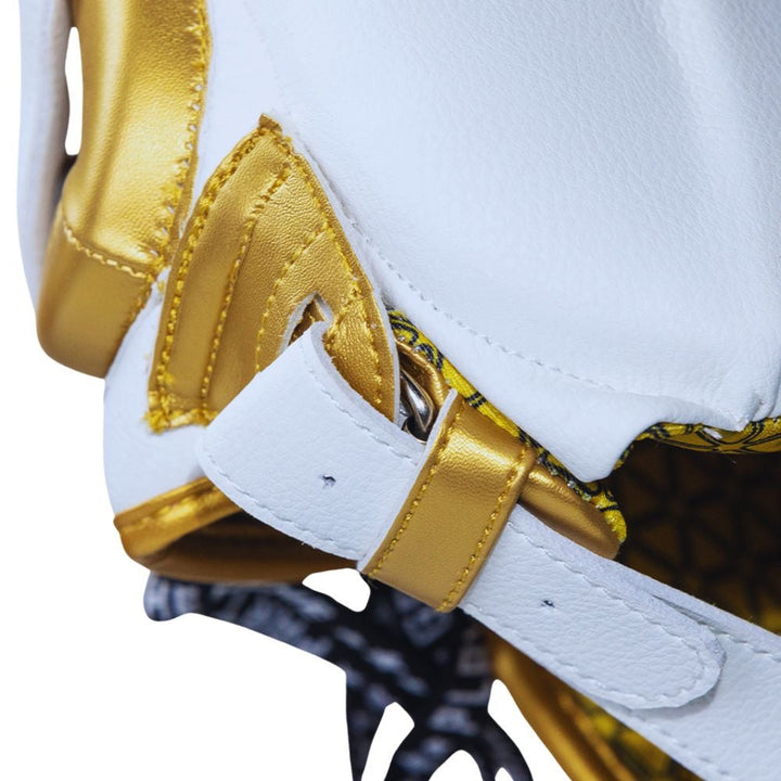 Playerz Power Head Guard - White/Gold-Playerz Boxing