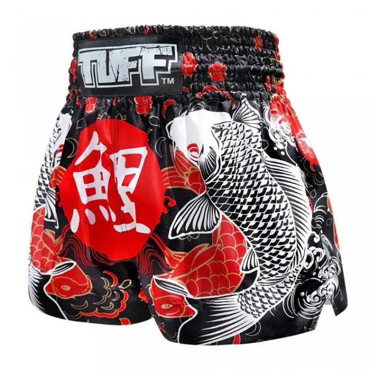 TUFF Muay Thai Shorts - Black Japanese Koi