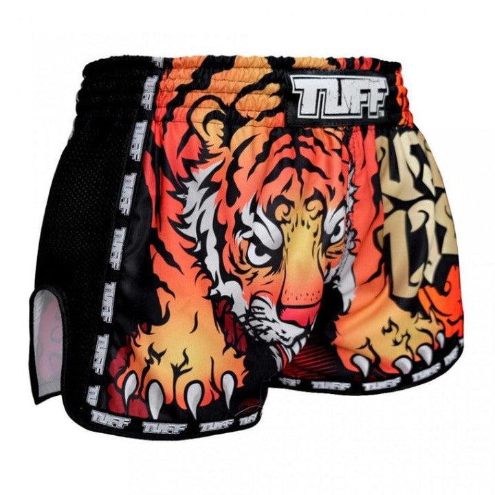 TUFF Retro Muay Thai Shorts - Black Cruel Tiger