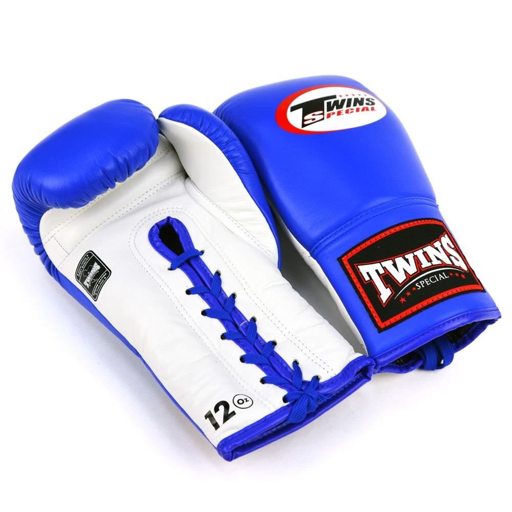 Twins Lace Up Boxing Gloves - Blue-Twins