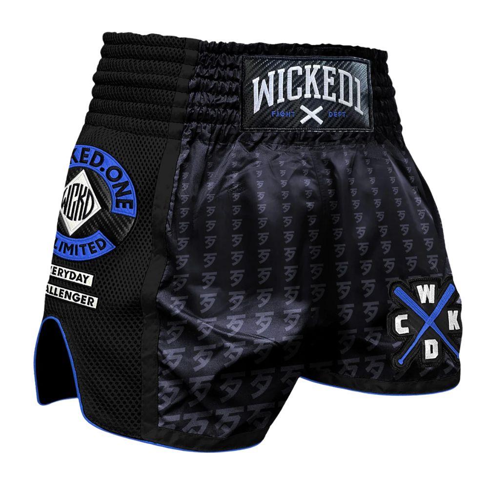 Wicked One Infinit Muay Thai Shorts - Black/Blue-Wicked1